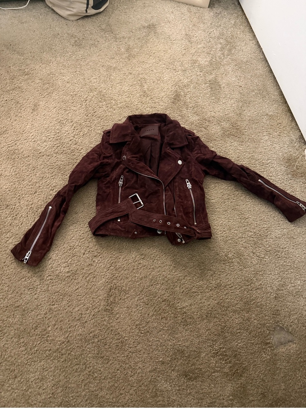 Blank NYC Burgundy Suede Moto Jacket